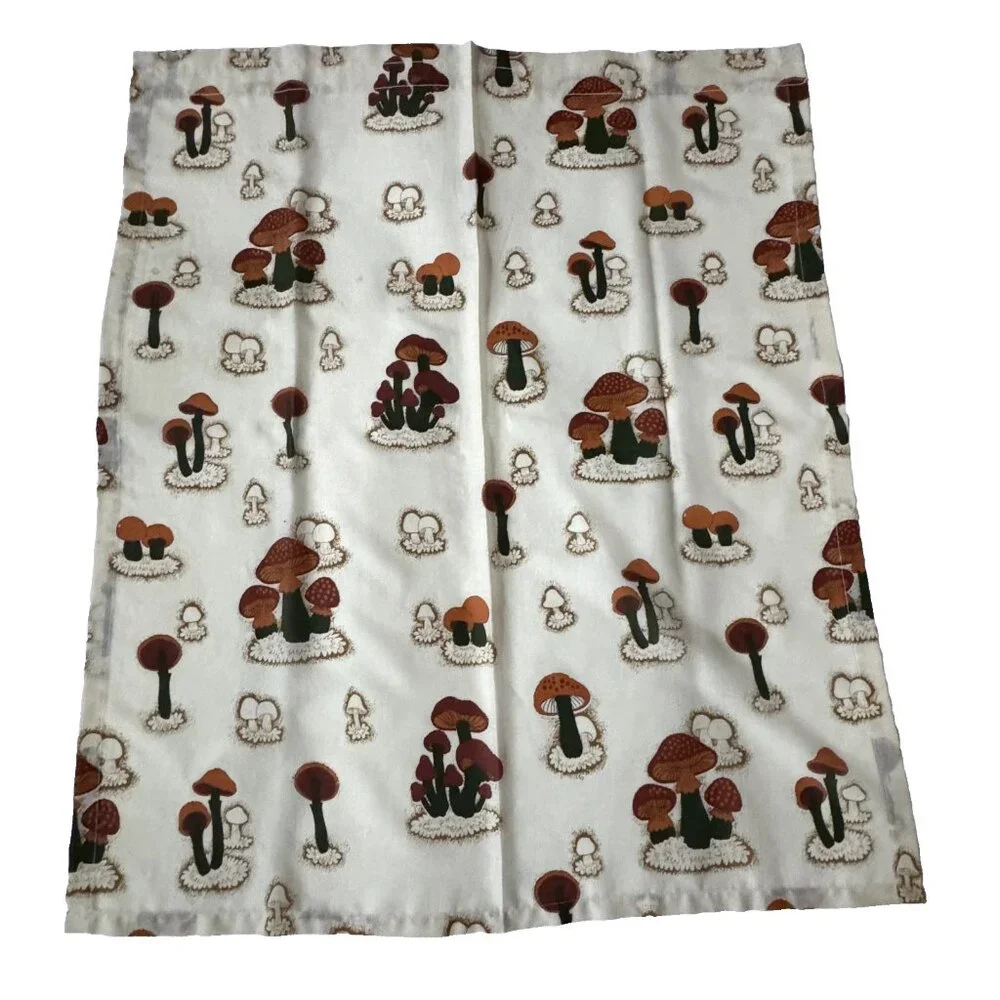 JC Penney Vintage 33 x 39 Merry Mushroom Kitchen Curtain Panel Lot of 2 - Picture 5 of 6